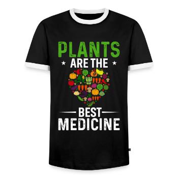 Les plantes sont le meilleur remède - T-shirt contrasté Homme - noir/blanc - Devant - AI Model Female 172 light (172cm) & AI Model Male 178 light (178cm)