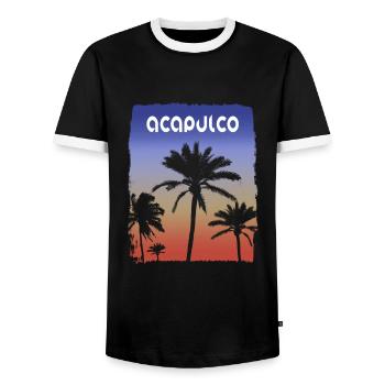 Acapulco Mexiko Sonnenuntergang Urlaub Souvenir Palme - Männer Kontrast-T-Shirt - Schwarz/Weiß - Vorne - AI Model Female 172 light (172cm) & AI Model Male 178 light (178cm)