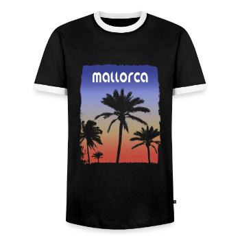 Mallorca Majorca Spain Sunset Vacation Souvenir - Men's Ringer Shirt - black/white - Front - AI Model Female 172 light (172cm) & AI Model Male 178 light (178cm)