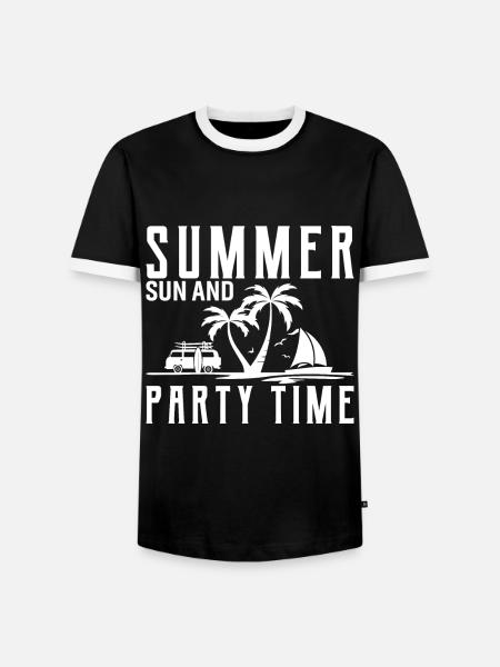 Sommer, Sonne Und Partyzeit - Männer Kontrast-T-Shirt - Schwarz/Weiß