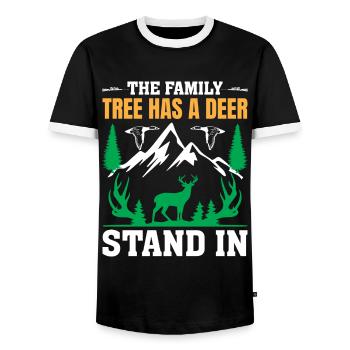Der Stammbaum Hat Einen Hirschstand In - Männer Kontrast-T-Shirt - Schwarz/Weiß - Vorne - AI Model Female 172 light (172cm) & AI Model Male 178 light (178cm)