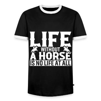 Ein Leben ohne Pferd ist überhaupt kein Leben - Männer Kontrast-T-Shirt - Schwarz/Weiß - Vorne - AI Model Female 172 light (172cm) & AI Model Male 178 light (178cm)