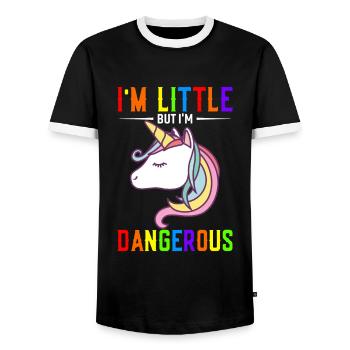 Je suis petit mais je suis danger - T-shirt contrasté Homme - noir/blanc - Devant - AI Model Female 172 light (172cm) & AI Model Male 178 light (178cm)
