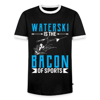 Waterski Is The Bacon Of Sports - Men's Ringer Shirt - black/white - Front - AI Model Female 172 light (172cm) & AI Model Male 178 light (178cm)