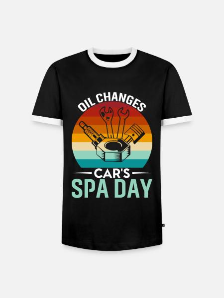 Ölwechsel: Auto'S Spa Day. - Männer Kontrast-T-Shirt - Schwarz/Weiß