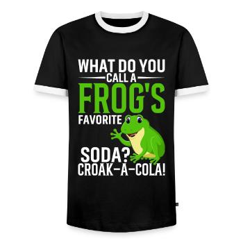 What Do You Call A Frog's Favorite Soda? Croak-A-C - Men's Ringer Shirt - black/white - Front - AI Model Female 172 light (172cm) & AI Model Male 178 light (178cm)
