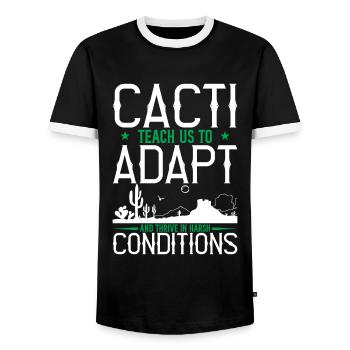 Cacti Teach Us To Adapt And Thrive In Harsh Condit - Men's Ringer Shirt - black/white - Front - AI Model Female 172 light (172cm) & AI Model Male 178 light (178cm)
