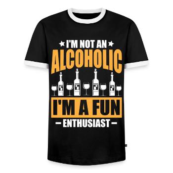 I'm Not An Alcoholic, I'm A Fun Enthusiast. - Men's Ringer Shirt - black/white - Front - AI Model Female 172 light (172cm) & AI Model Male 178 light (178cm)
