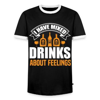 Ich habe Drinks über Gefühle gemixt. - Männer Kontrast-T-Shirt - Schwarz/Weiß - Vorne - AI Model Female 172 light (172cm) & AI Model Male 178 light (178cm)