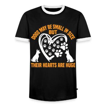 Hunde mögen klein sein, aber ihr Herz ist Hu - Männer Kontrast-T-Shirt - Schwarz/Weiß - Vorne - AI Model Female 172 light (172cm) & AI Model Male 178 light (178cm)