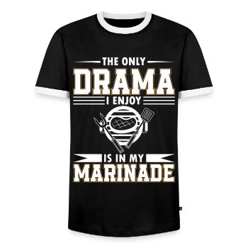 Le seul drame que j’aime est dans ma marinade. - T-shirt contrasté Homme - noir/blanc - Devant - AI Model Female 172 light (172cm) & AI Model Male 178 light (178cm)