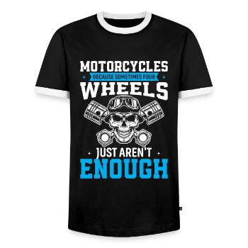 Motos : parce que parfois quatre roues juste ar - T-shirt contrasté Homme - noir/blanc - Devant - AI Model Female 172 light (172cm) & AI Model Male 178 light (178cm)