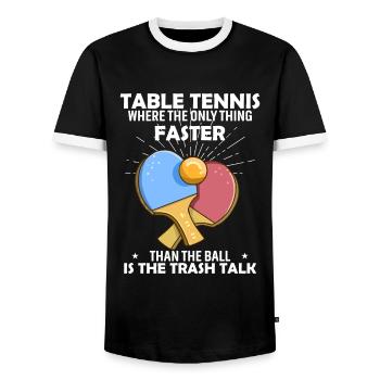 Tischtennis: Wo ist das Einzige, was schneller ist als das - Männer Kontrast-T-Shirt - Schwarz/Weiß - Vorne - AI Model Female 172 light (172cm) & AI Model Male 178 light (178cm)