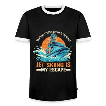 Les vagues peuvent s’écraser, mais mon s’envole - Jet Skiing - T-shirt contrasté Homme - noir/blanc - Devant - AI Model Female 172 light (172cm) & AI Model Male 178 light (178cm)