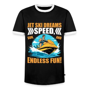 Les rêves du Jet Ski : vitesse, soleil et plaisir sans fin ! - T-shirt contrasté Homme - noir/blanc - Devant - AI Model Female 172 light (172cm) & AI Model Male 178 light (178cm)