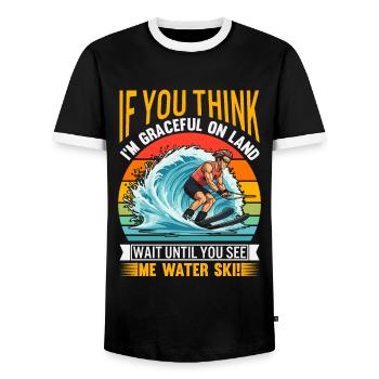 Si tu penses que je suis gracieux sur terre, attends que tu - T-shirt contrasté Homme - noir/blanc - Devant - AI Model Female 172 light (172cm) & AI Model Male 178 light (178cm)
