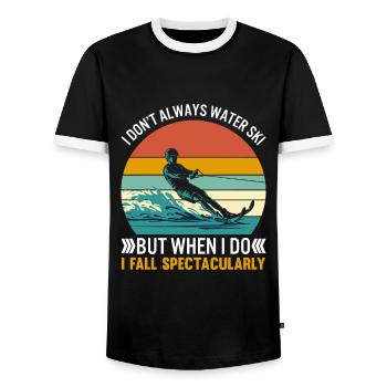 I don’t always water ski, but when I do, I fall sp - Men's Ringer Shirt - black/white - Front - AI Model Female 172 light (172cm) & AI Model Male 178 light (178cm)