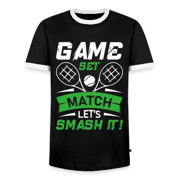Jeu, set, match - Écrasons-le ! - T-shirt contrasté Homme - noir/blanc - Devant - AI Model Female 172 light (172cm) & AI Model Male 178 light (178cm)