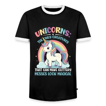 Licornes : les seules créatures qui peuvent faire des paillettes - T-shirt contrasté Homme - noir/blanc - Devant - AI Model Female 172 light (172cm) & AI Model Male 178 light (178cm)