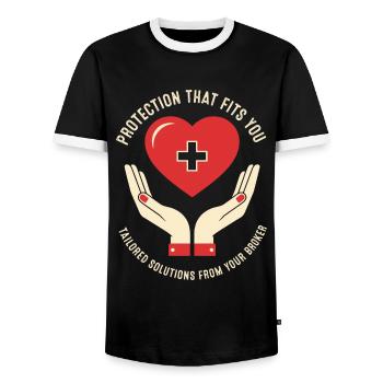 Protection that fits you – tailored solutions from - Men's Ringer Shirt - black/white - Front - AI Model Female 172 light (172cm) & AI Model Male 178 light (178cm)