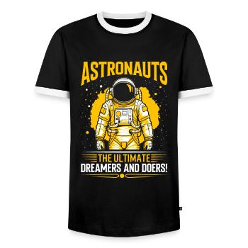 Astronauten: Die ultimativen Träumer und Macher! - Männer Kontrast-T-Shirt - Schwarz/Weiß - Vorne - AI Model Female 172 light (172cm) & AI Model Male 178 light (178cm)