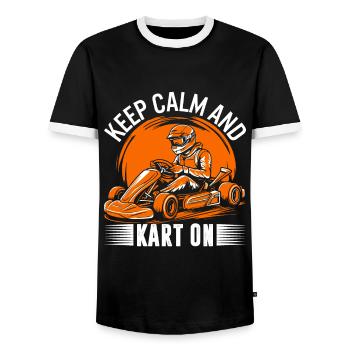 Bleiben Sie ruhig und fahren Sie los! - Männer Kontrast-T-Shirt - Schwarz/Weiß - Vorne - AI Model Female 172 light (172cm) & AI Model Male 178 light (178cm)