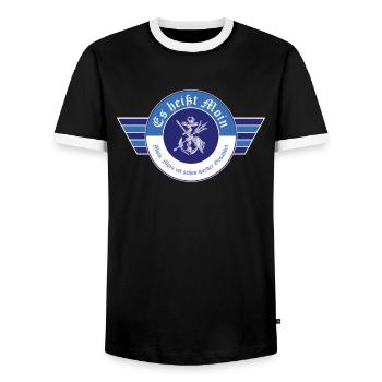 Es heißt Moin Lustiger Spruch Nordsee Ostsee - Männer Kontrast-T-Shirt - Schwarz/Weiß - Vorne - AI Model Female 172 light (172cm) & AI Model Male 178 light (178cm)