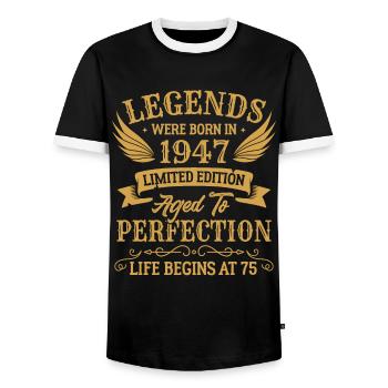 Les légendes sont nées en 1947 édition limitée - T-shirt contrasté Homme - noir/blanc - Devant - AI Model Female 172 light (172cm) & AI Model Male 178 light (178cm)