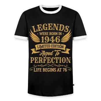 Les légendes sont nées en 1946 édition limitée - T-shirt contrasté Homme - noir/blanc - Devant - AI Model Female 172 light (172cm) & AI Model Male 178 light (178cm)