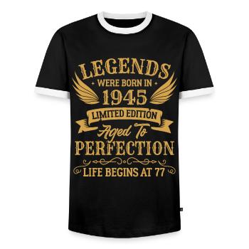 Les légendes sont nées en 1945 édition limitée - T-shirt contrasté Homme - noir/blanc - Devant - AI Model Female 172 light (172cm) & AI Model Male 178 light (178cm)