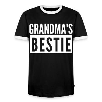 GRANDMA'S BESTIE - Men's Ringer Shirt - black/white - Front - AI Model Female 172 light (172cm) & AI Model Male 178 light (178cm)