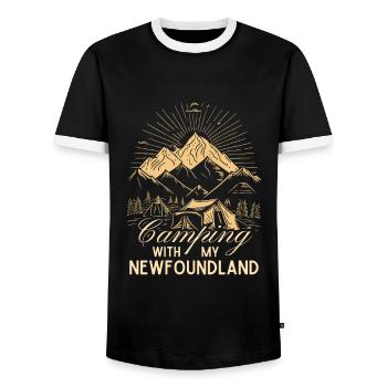 Newfoundland Camping Hiking Outdoor - Men's Ringer Shirt - black/white - Front - AI Model Female 172 light (172cm) & AI Model Male 178 light (178cm)