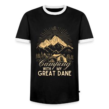 Dogue Allemand Camping Randonnée Plein air - T-shirt contrasté Homme - noir/blanc - Devant - AI Model Female 172 light (172cm) & AI Model Male 178 light (178cm)