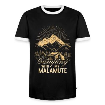 Malamute Camping Hiking Outdoor - Men's Ringer Shirt - black/white - Front - AI Model Female 172 light (172cm) & AI Model Male 178 light (178cm)
