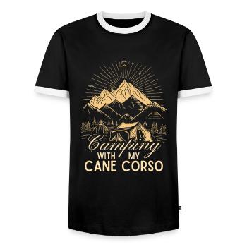Cane Corso Tentes Randonnée Extérieur - T-shirt contrasté Homme - noir/blanc - Devant - AI Model Female 172 light (172cm) & AI Model Male 178 light (178cm)