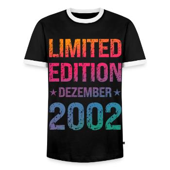 Fête d’anniversaire en édition limitée Vintage 2002 - T-shirt contrasté Homme - noir/blanc - Devant - AI Model Female 172 light (172cm) & AI Model Male 178 light (178cm)