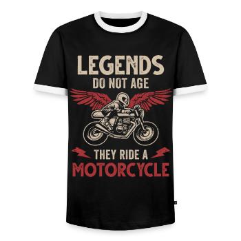 Moto Légende Anniversaire Motard Motard - T-shirt contrasté Homme - noir/blanc - Devant - AI Model Female 172 light (172cm) & AI Model Male 178 light (178cm)