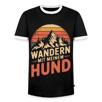 Wandern mit meinem Hund - Männer Kontrast-T-Shirt - Schwarz/Weiß - Vorne - AI Model Female 172 light (172cm) & AI Model Male 178 light (178cm)