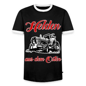 Helden aus dem Osten - Männer Kontrast-T-Shirt - Schwarz/Weiß - Vorne - AI Model Female 172 light (172cm) & AI Model Male 178 light (178cm)