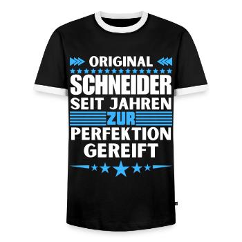 Tailors matured to perfection - Men's Ringer Shirt - black/white - Front - AI Model Female 172 light (172cm) & AI Model Male 178 light (178cm)