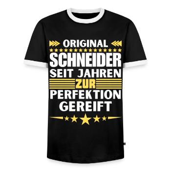 Tailors matured to perfection - Men's Ringer Shirt - black/white - Front - AI Model Female 172 light (172cm) & AI Model Male 178 light (178cm)