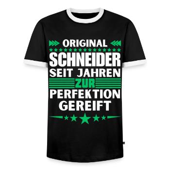Tailors matured to perfection - Men's Ringer Shirt - black/white - Front - AI Model Female 172 light (172cm) & AI Model Male 178 light (178cm)