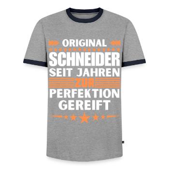 Tailors matured to perfection - Men's Ringer Shirt - grey/navy  - Front - AI Model Female 172 light (172cm) & AI Model Male 178 light (178cm)