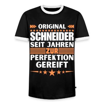 Tailors matured to perfection - Men's Ringer Shirt - black/white - Front - AI Model Female 172 light (172cm) & AI Model Male 178 light (178cm)