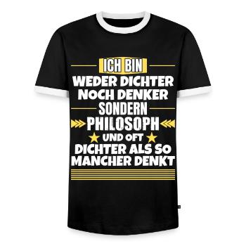 Ni poète ni penseur, mais philosophe - T-shirt contrasté Homme - noir/blanc - Devant - AI Model Female 172 light (172cm) & AI Model Male 178 light (178cm)