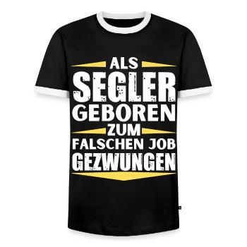 Sailor landed in the wrong job - Men's Ringer Shirt - black/white - Front - AI Model Female 172 light (172cm) & AI Model Male 178 light (178cm)