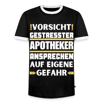 Gestresster Apotheker nicht ansprechen! - Männer Kontrast-T-Shirt - Schwarz/Weiß - Vorne - AI Model Female 172 light (172cm) & AI Model Male 178 light (178cm)