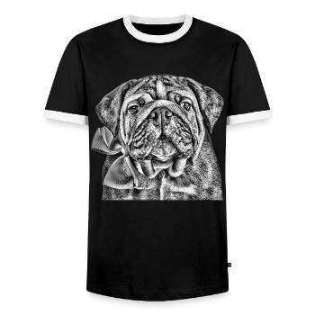 Hunde Shirt mit Bulldogge BULLDOGGEN DESIGN lustig - Männer Kontrast-T-Shirt - Schwarz/Weiß - Vorne - AI Model Female 172 light (172cm) & AI Model Male 178 light (178cm)