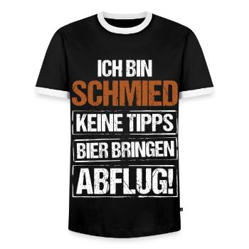 Je suis forgeron - apportez de la bière et partez - T-shirt contrasté Homme - noir/blanc - Devant - AI Model Female 172 light (172cm) & AI Model Male 178 light (178cm)
