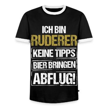 I'm a rower - bring beer and take off - Men's Ringer Shirt - black/white - Front - AI Model Female 172 light (172cm) & AI Model Male 178 light (178cm)